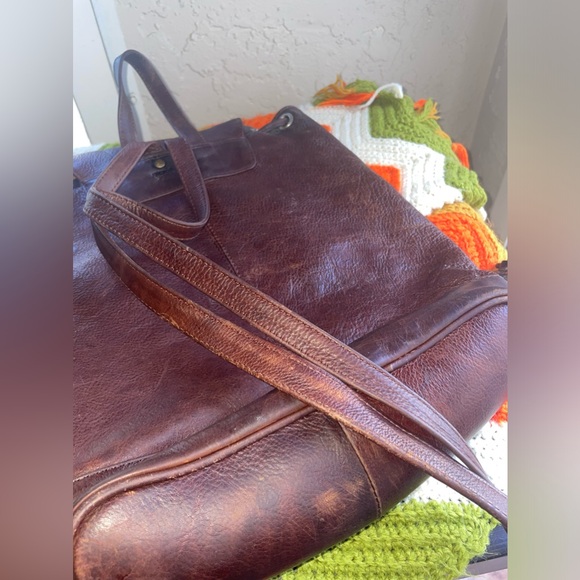 Bosboom Genuine Leather Brown Backpack Rucksack Bag w/ Push Lock Closure - Picture 4 of 11